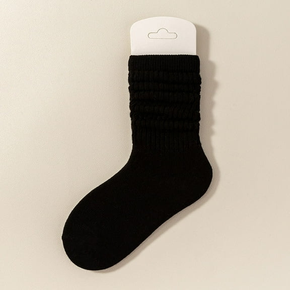 Spazoro Baby Girls Socks, Seamless Toe for No Rub 100%Cotton Breathable Casual Mid-tube Solid Color Comfortable Fit Socks for Child Girls Black Size 6 T