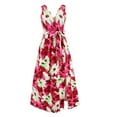 thumbnail image 6 of Biekopu Women´s Flower Print Sleeveless V-Neck Long Dress Summer Holiday Slit Dress with Belt, 6 of 8