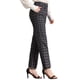 thumbnail image 4 of Pantalones largos rectos de cintura elástica con botones y cremallera de cuadros para mujer INSPIRE CHIC 3XL gris oscuro negro, 4 of 8