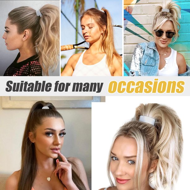 Sonducket Gel de sílice para el cabello que permanece en su lugar todo el día con un soporte para cola de caballo con banda elástica para el Accesorio para el cabello gris