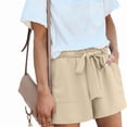 thumbnail image 6 of Women'S Shorts with Pockets Summer Casual Shorts for Women Waist Adjustable Tie Knot Loose Khaki S, 6 of 10