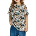 thumbnail image 2 of Jamicy T-Shirts à Manches Courtes pour Filles Cadeau pour Filles Hauts pour Enfants Été T-Shirts à Manches Courtes Blouses à Col Rond pour Dames Hauts Courts Décontractés, 2 of 4