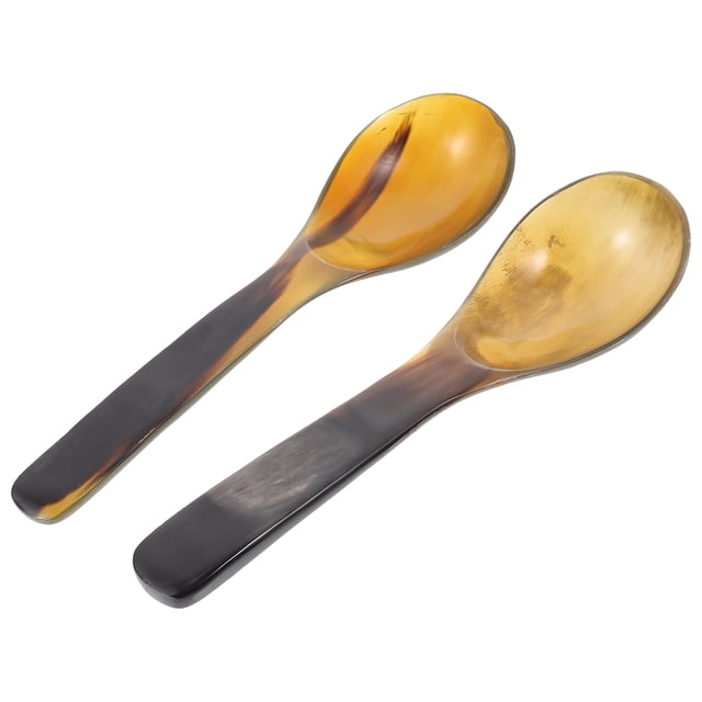 EeaseMX 2 cucharas de cuerno de buey para arroz, para caviar, mostaza, mermelada, postres, artículos para el hogar