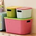 thumbnail image 2 of bestolf Storage Box with Handle And Lid Organizer Space Saving Stackable Container for Kitchen Bedroom Dormitory (Yellow S), 2 of 8