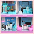 thumbnail image 5 of JoyStone Dollhouse with Colorful Light, Pretend Play 14 Rooms DIY Playhouse, Kids Doll House with 2 Dolls, Creative Gift for Girls, Blue, 5 of 11