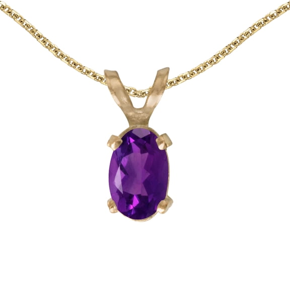 14k Yellow Gold Oval Amethyst Pendant