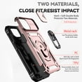 thumbnail image 2 of Nalacover Case for iPhone 13 Heavy Duty Camera Lens Sliding Cover, Rugged PC + TPU Military Grade Shockproof Metal Magnetic Car Mount Cover with Ring Holder Bracket, Rosegold, 2 of 8