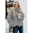 thumbnail image 5 of Womens Winter Fall Solid Turtleneck High Neck Balloon Long Sleeve Sweaters Pullover Outerwear Knit Sweater Crewneck Knitted Pullover Sweater, 5 of 9