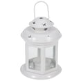 thumbnail image 1 of EeaseMX Candelabro portátil de hierro forjado hueco, lámpara de viento, farol de hierro para decoración de mesa de fiesta y hogar (blanco), 1 of 7