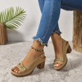 thumbnail image 6 of LOVZFMLL Women's Sandals Chunky Block Heels Fashion Open Toe Summer Casual Outdoor Walking Sandals with Adjustable Buckle Yellow 9, 6 of 8