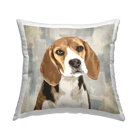 Stupell Industries Pet Beagle Portrait Abstract Beige Pattern Country Brown,18 x 7 x 18 Decorative Pillows