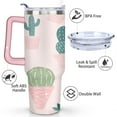 thumbnail image 3 of 40 OZ Cactus Tumbler Gifts for Women Men Birthday Travel Coffee Mug Gifts for Daughter Mom Best Friend Travelers Insulated Stainless Steel Cup with Handle, 3 of 7