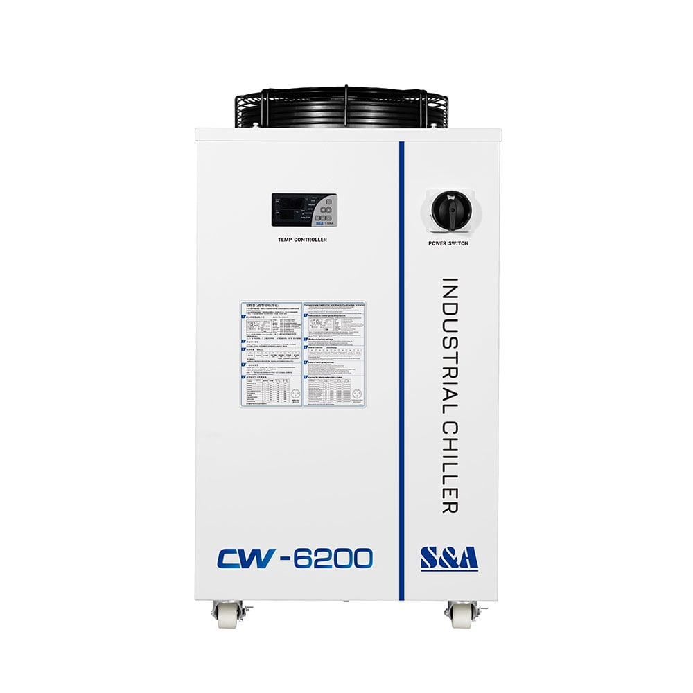 S&A 220V 60Hz CW-6200BN Industrial Water Chiller 14L Capacity Water Cooler for Fiber La/ser, 45KW CNC Spindle Cooling US Stock