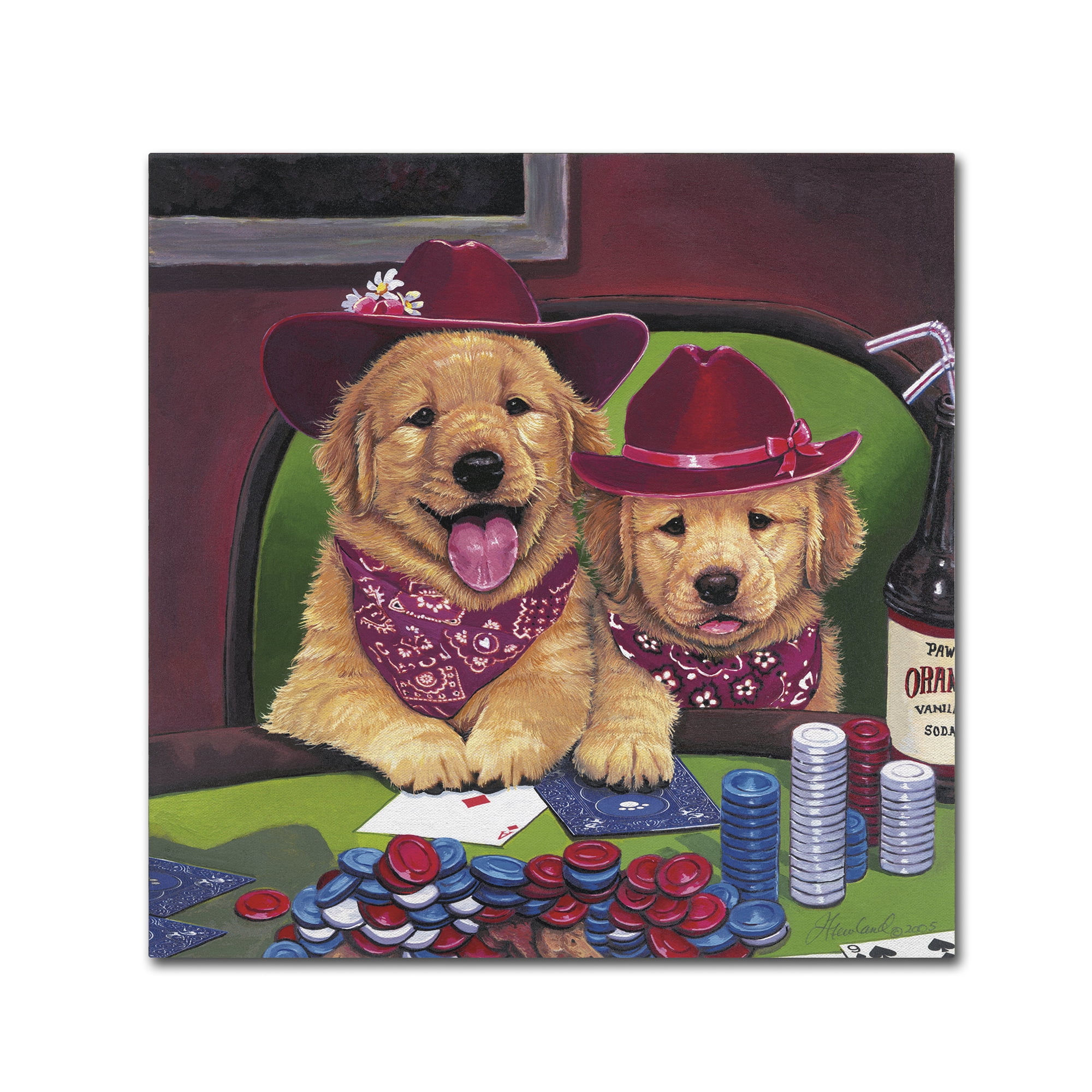Trademark Fine Art 'Poker Dogs' Canvas Art by Jenny Newland
