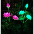 thumbnail image 2 of LINLIN Solar Flower Lights Outdoor Garden, 2 Pack Solar Garden Stake Lamps Solar Lotus Flower Lamp Waterproof Decorative Lights for Lawm, 2 of 7