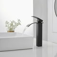 thumbnail image 2 of BWE Vessel Sink Faucet Modern Waterfall Matte Black Single Hole Bathroom Faucet Single Handle with Pop up Drain Without Overflow Assembly Vanity Basin Bath Sink Faucets Mixer Tap, 2 of 9