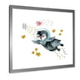 thumbnail image 2 of Designart 'Little Penguin Flying Planets and Stars I' Farmhouse Framed Art Print, 2 of 4