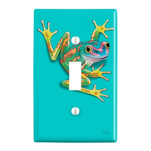 Big Tropical Rainbow Rainforest Tree Frog Plastic Wall Decor Toggle Light Switch Plate Cover