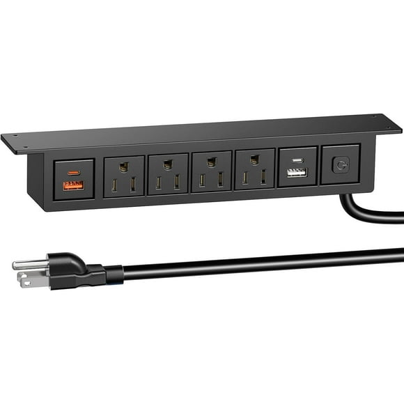 YolkVisual Multicontacto Escritorio para Instalar Debajo de la Mesa. PD 20 W USB C, 8 en 1, 4 Salida