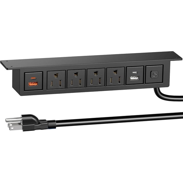 YolkVisual Multicontacto Escritorio para Instalar Debajo de la Mesa. PD 20 W USB C, 8 en 1, 4 Salida