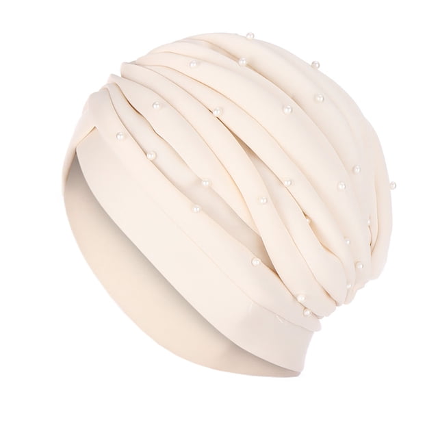 GreatBaby Ladies' Fashion Solid Color Nail Bead Headband Hat Muslim Headband Hat Spring summer For Daily Wear Functional and Stylish Choice(Beige,Free Size)