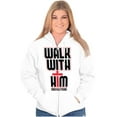 thumbnail image 4 of Walk With Him Jesus Christ Faith Zip Up Hoodie Men's Women's Brisco Brands S, 4 of 6