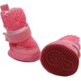 thumbnail image 3 of Botas para perros Yjmei 2 pares zapatos de invierno antideslizantes con suela de goma color rosa, 3 of 5