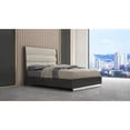 thumbnail image 5 of HomeRoots 50 x 60 x 80 in. Queen Size Dark Gray High Gloss Bed Frame with Faux Leather Headboard, 5 of 9