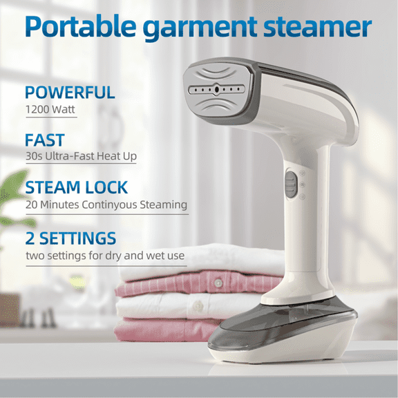 1200W Handheld Garment Steamer with Ceramic Soleplate, Portable Clothes Steam Iron with Fast 30s Heat Up, Wrinkle Remover for Home, Travel, and Office 110V