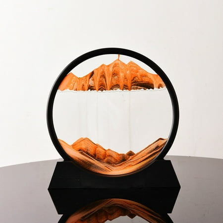 

3D Hourglass Moving Sand Art Mountain Flow Sand Picture Round Glass Dynamic Display Quicksand Paint for Relax Desktop Ornaments