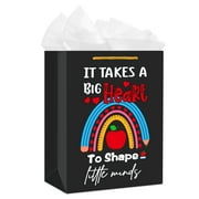 WhatSign Teacher Appreciation Gift Bags with Tissue Paper Rainbow 11.5" Teacher Gift Bag with Handle End of Year Teacher Retirement Gifts Teacher Appreciation Day Graduation Best Teacher Gift