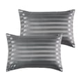 thumbnail image 2 of Funda de almohada de de seda para el cabello y piel Rayas súper suaves Funda de almohada cómoda para el dormitorio Casa Hotel Boda a , gris Sunnimix Funda de almohada larga, 2 of 8