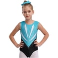 thumbnail image 3 of Doomiva Kids Girls 4 Piece Gymnastic Leotard Outfits Ballet Dance Unitards with Shorts Leggings and Hair Tie Set Blue Green 8, 3 of 9