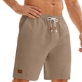thumbnail image 3 of lcziwo Mens Swim Shorts Knee Length Elastic Waist Hiking Shorts with Pockets Beach Travel Golf Drawstring Short Khaki L, 3 of 7