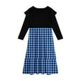 thumbnail image 3 of Abcomgle Girls Long Sleeve Dresses 10-12 Casual Patchwork Ruffle Sleeve Maxi Dress Plaid Sundresses Holiday Crew Neck Tiered Dresses with Pockets,5-6 Years Blue, 3 of 3