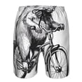 thumbnail image 3 of Saiise Capybara Riding Bicycle Print Men's Swim Trunks Hawaiian Bathing Suit Swimsuits Beach Shorts with Pockets-Large, 3 of 6