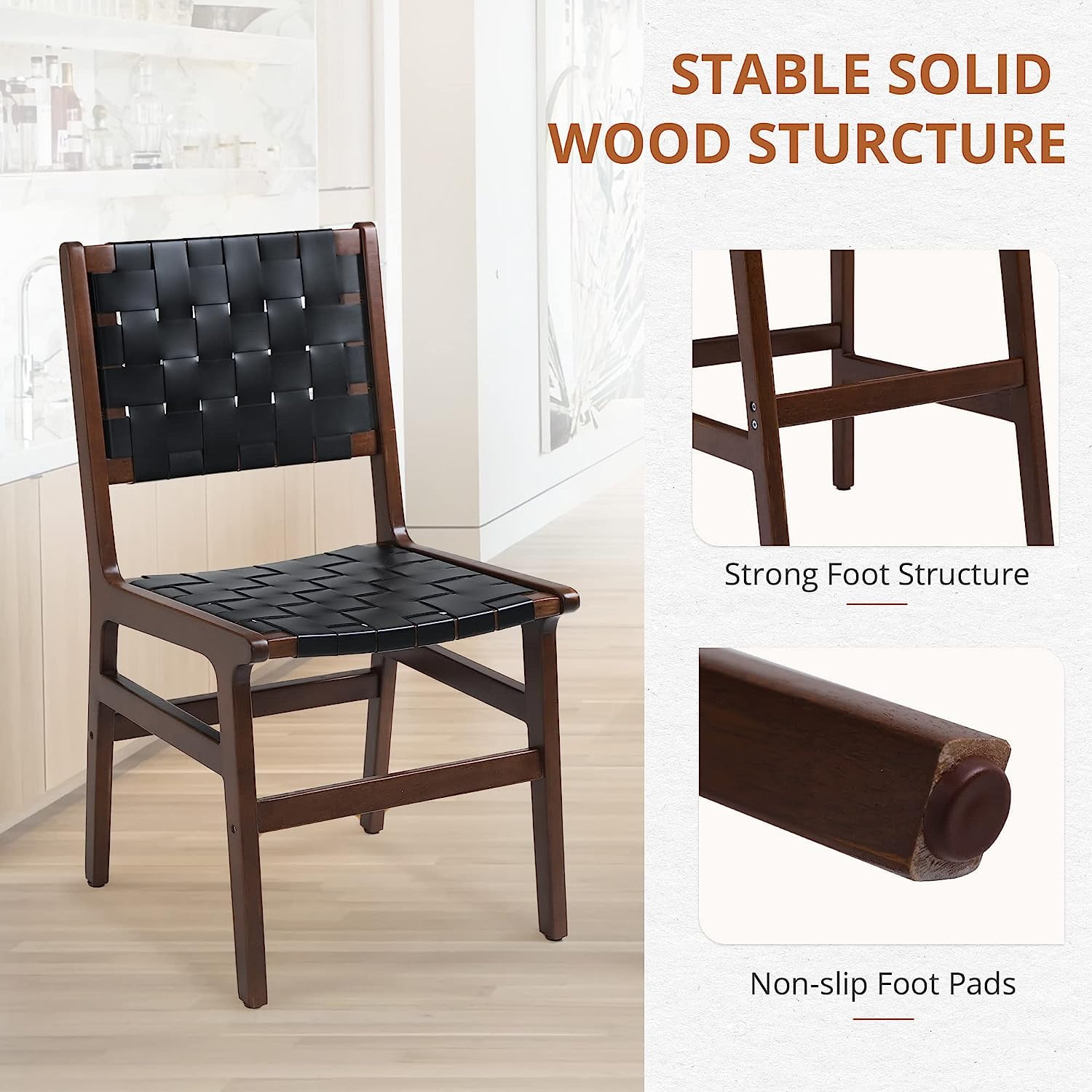 Lattice woven leather dining chair outlet