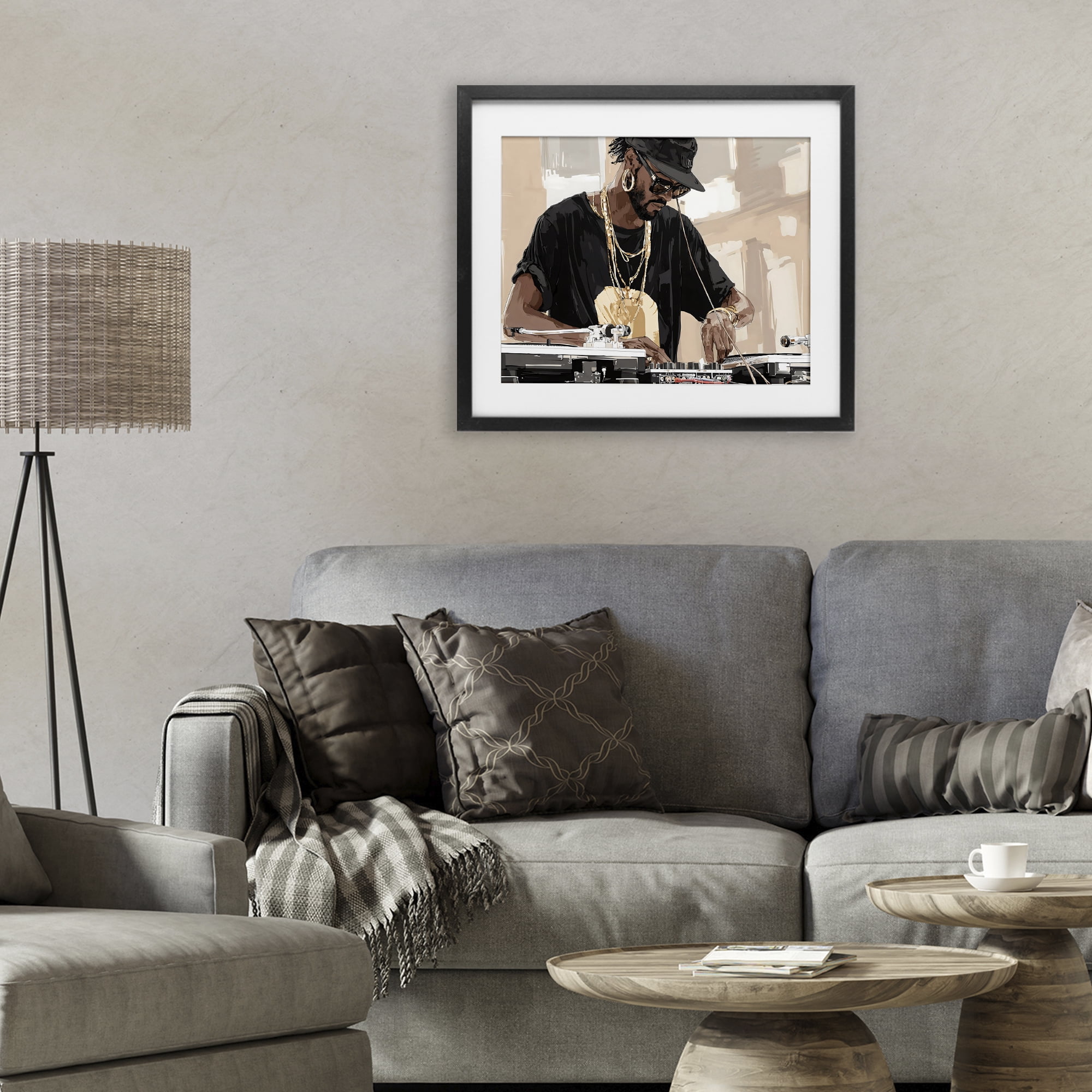 Stupell Industries Timeless DJ with Urban Rhythm Black Framed Print Under Glass, design by Franklyn Gregory
