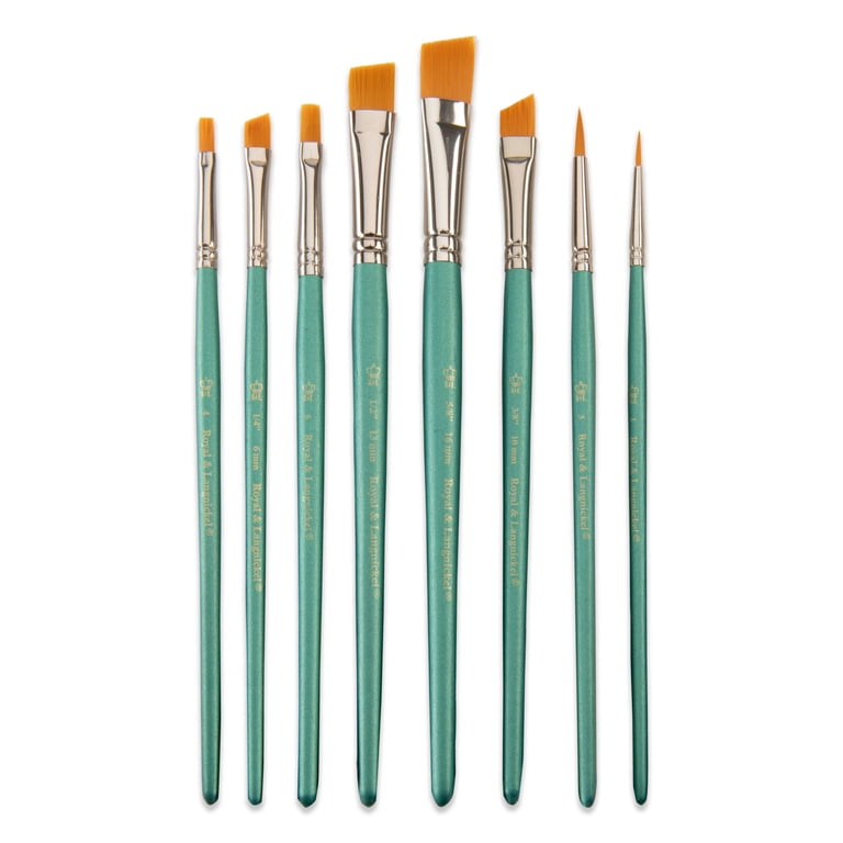 Royal & Langnickel Assorted Shape Golden Taklon Art Brush Set 8