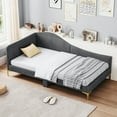 thumbnail image 5 of Canddidliike Full/Twin Size Rivet-Tufted Platform Bed with Metal Legs and Wood Slats, Twin Size, Simple Bed Frame for Bedroom, Gray, 5 of 10