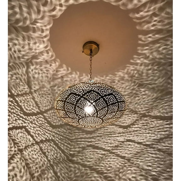 Afoscraft Farmhouse Authentic Chandelier Moroccan Brass Ceiling Pendant Light