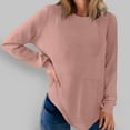 thumbnail image 5 of FAIWAD Long Sleeve Tops for Women Crew Neck Loose Knit Pullover Sweater Casual Comfy Basic Curve Hem Clothes, 5 of 7