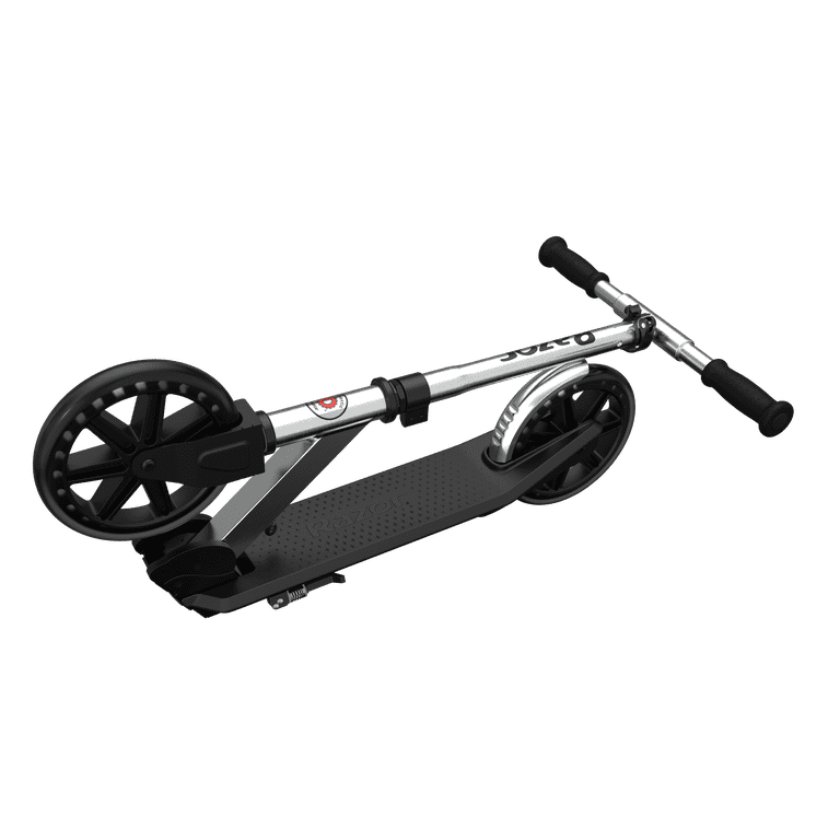 Razor Chrome Lux – Silver/Black, Folding Large 8” Wheel Kick