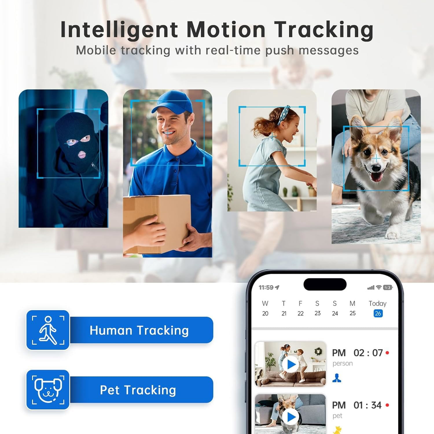 Indoor Security Camera 5G& 2.4GHz WiFi, Pan/Tilt Baby Camera for Home Security, 1080P Pet Camera with Phone App Motion Detection, 2-Way Talk, Night Vision, Siren Alarm, Compatible with Alexa(2Pack)