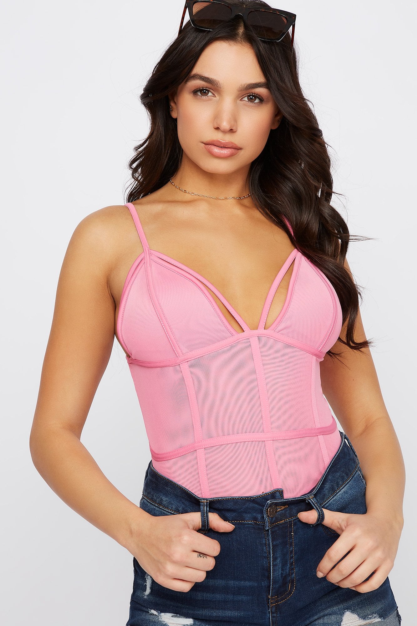 Urban Women's Mesh VNeck Cage Bodysuit Walmart Canada