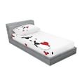 thumbnail image 2 of Ambesonne Cartoon Fitted Sheet & Pillow Sham Set, Heart Shapes in Love, Twin, Red White Black, 2 of 2