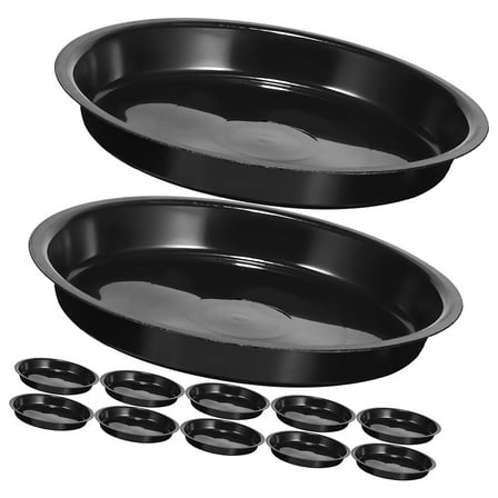 WHAMVOX 16 Pcs Plant Saucers Plastic Plant Tray 16.00X16.00X2.00CM Black