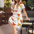 thumbnail image 3 of Easygdp Cute Fox with Heart para Vestido Transpirable de Mujer, Vestido Suelto de Manga Corta con Pliegues y Bolsillos para el Verano, 3 of 6