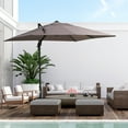 thumbnail image 2 of Outsunny 8'x8' Square Patio Hanging Offset Umbrella w/ Base Light Brown, 2 of 10
