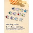 thumbnail image 5 of Suplight 925 Sterling Silver Love Shape Knot Birthstone Stud Earrings for Women Gifts Sparkle Round Cut, 5 of 9